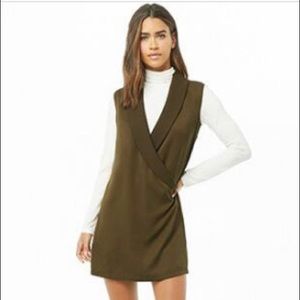 heathered sleeveless surplice dress